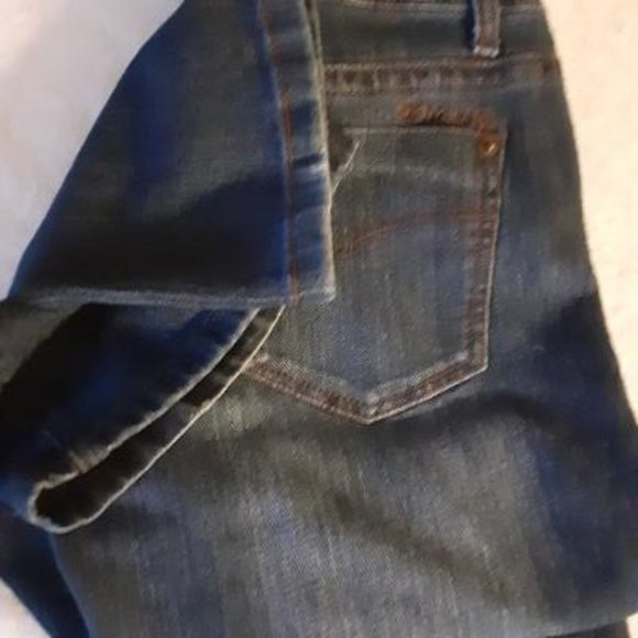 DKNY Dark Acid Washed Mid Rise Straight Leg Jeans - Picture 6 of 9